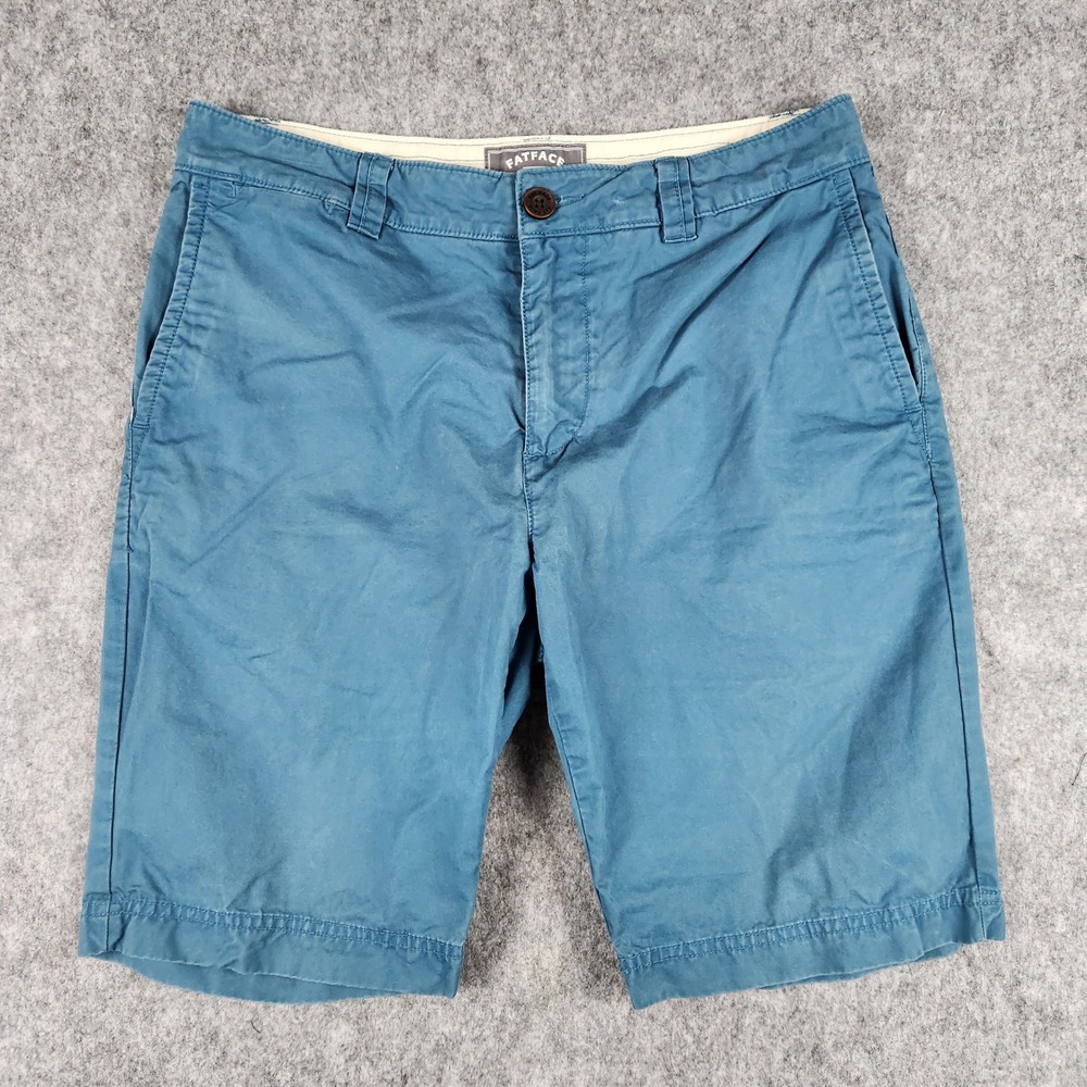 FatFace Chino Shorts Men 32 Blue Pocket Casual Summer Flat Front Outdoor Classic